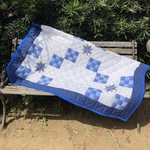 お値下げ中❣️爽やかブルーのパッチワークキルト　マルチカバー