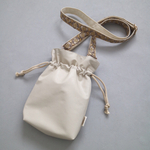 フェイクレザー×刺繍リボン　3wayスマホショルダーバッグ（スマホショルダーストラップ）ライトグレージュ