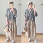 ☆受注制作☆フリーサイズ☆切り替えスカート☆更年期応援スカート☆スラブダブルガーゼ☆選べるカラー☆コットン100%☆ダブルガーゼスカート☆年中活躍します☆