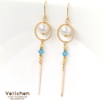 春夏◆シャイニーパールの爽やかなフープバーピアス（イヤリング）