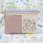 【ことりとワンコ　刺繍Wファスナーポーチ】母子手帳