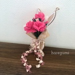 ピンクのカーネーションブーケ の うさぎさんプレート
