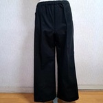 コットンリネン　ワイドパンツ　ブラックパンツ　黒　綿麻　Lサイズ