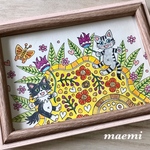猫イラスト　原画　「春の語らい」