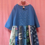 【ミナペルホネン】北欧パッチワーク ワンピース blue