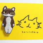 ねこ刺繍ブローチ