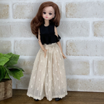 NO,311 リカちゃん　服　アイボリードット　シフォン　スカート　ブラックシフォン　ふわふわトップス　春夏コーデ　リアルクローズ