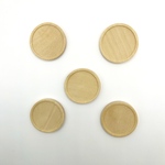 【内径30mm　5個】木製ミール皿 ラウンド ナチュラルウッド  ブローチ チャーム キーホルダーに