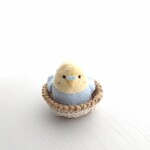 手乗りインコちゃんのぬいぐるみ（クリームイエロー×ブルー）