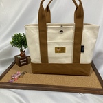 ［Kーtan1210様専用]８号帆布のトートバッグです。［アイボリー＆ブラウン] 