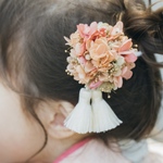 まんまるぶーけS orange ドライフラワー髪飾り　ヘアクリップ　浴衣　夏祭り　髪飾り　ヘアクリップ　七五三　被布飾り　