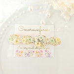 ( かすみ草 グリーン クリーム イエロー ) お花 と パール  レジン ヘアクリップ / 母の日 / ギフト / ドライフラワー / 花