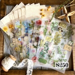 送料無料【S250 コラージュ素材】海外転写シール　ジャンクジャーナル　花植物　日記　おすそ分け　
