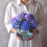 ◆粘土のお花◆ 紫陽花　ブルー＆パープル　パンプキンベース…A801