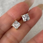 ステンレス　スクエア　ジルコニア　ミニピアス