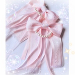 【SALE】ヘアリボン ピンク 量産型 ヘアアクセ ロリータフリル レースリボン ツインテリボン 2つセット ゆめかわいい