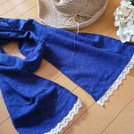 プレゼントにも☆綿100％ダブルガーゼ　レース刺繍ストール　日よけ対策にも☆