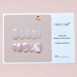 No.6 くすみpinkのスキニーフレンチと もくもくのアシンメトリーネイル