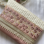 アンティークなインド刺繍リボンのファスナーポーチ