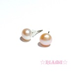 【淡水パールピアス】Silver925　ピンクカラー　一粒ピアス　ハンドメイド