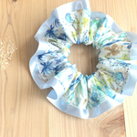 リバティ ハンドメイド サテンリボンのシュシュ＜Amber's Ｐosy ブルー＞ ライトブルー