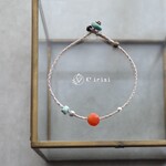 アンティーク カーネリアン × アンティーク ターコイズ ストリング ブレスレット ＊キナリ紐