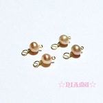 【淡水パールチャーム】14kgf ワイヤー　４mm　４個　ハンドメイド素材