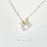 14kgf crystal× pearl necklace