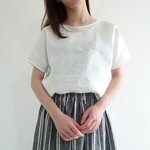 リネンクルーネックプルオーバー＜ホワイト＞