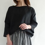 前後差リネン七分プルオーバー＜ブラック＞ 