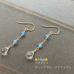 【再販】‪ 👼超希少👼14kgf👼ペタライトとディープブルーアクアマリンのヒーリングピアス