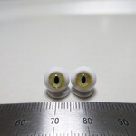 No.147 【10mm】 猫目 小さな グラスアイ ドールアイ ハンドメイドドール 材料　約9.8mm/9.7mm（イエロー系 縦長瞳孔）