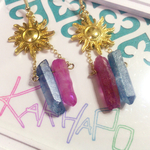 再販🌺太陽🌞とライトブルークリスタルのピアス🌞ラスト3