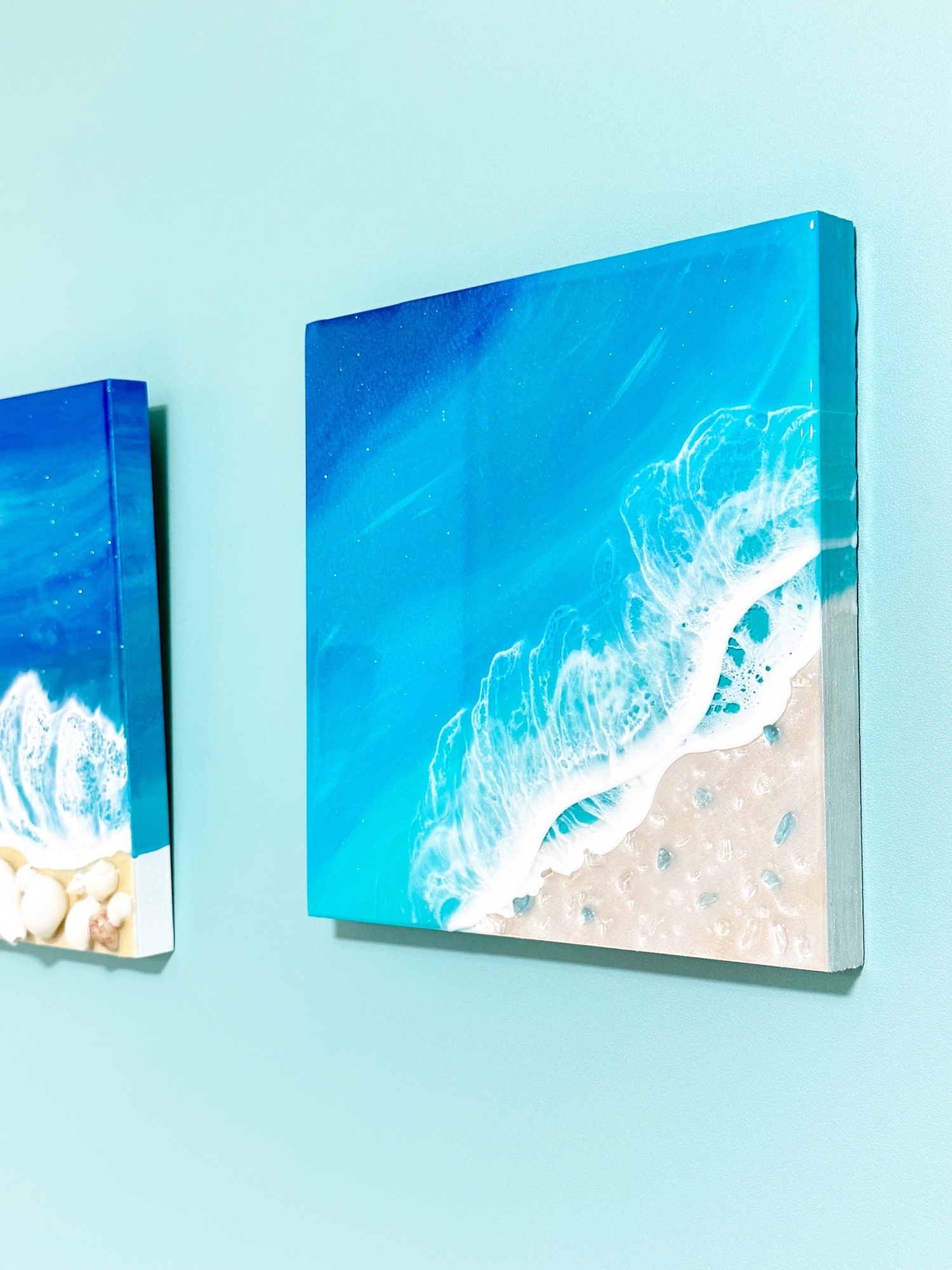 ?Blue gradation sea art? 海アート レジンアート 癒やしのアート 22.5cm×22.5cm