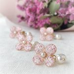 【受注制作】ツイード柄のお花　　イヤリング／ピアス