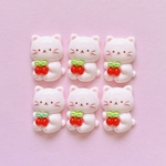 【6個】フルーツ アニマル ねこ ピンク さくらんぼ デコパーツ プラパーツ【ねこ】