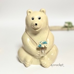 【しろくま貯金箱用】ガラスの小瓶入り紫陽花みたいなお花　（ブルー系）mixed 