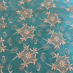 c1345 花柄　ボタニカルフラワー上質 刺繍生地 総レース生地　レトロ生地 ターコイズブルー　ゴールド