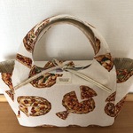 【半額セール】リバーシブルショッピングバッグ＊ピザ柄キャンバス地