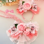 ペット　チョーカー&カチューシャセット🌹 Rose of Versailles💖サーモンピンク①🎀robe🎀