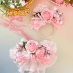 ペット　チョーカー&カチューシャセット🌹 Rose of Versailles💖ベビーピンク④🎀robe🎀