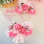 ペット　チョーカー&カチューシャセット🌹 Rose of Versailles②🌹ピンク⑥💖🎀robe🎀