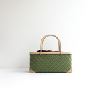 網代編みのかごバッグ（モスグリーン／ナチュラル）・あずま袋付き 
