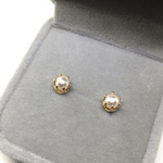 451【貝パール】天然石一粒ピアス＊4.5mm＊サージカルステンレス