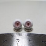 No.139 【10mm】 猫目 小さな グラスアイ ドールアイ ハンドメイドドール 材料　約9.7mm/9.8mm（薄赤色 縦長瞳孔）