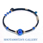 🐠［再販13］琉球蛍硝子　ブルー　🐠　シングル　ワイヤーブレスレッド　#minne_new #蛍ガラス　#海　#ホタルガラス