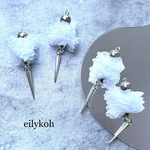 2個/ホワイト　シルバースパイクオーガンジーチャーム MCH129W