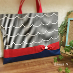 ＜送料込＞北欧風　リボンレッスンバッグ♪♪　１点物26