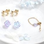 【セットでお得】煌めく紫陽花 イヤリング/ピアス＆チェーンリング サージカルステンレス 