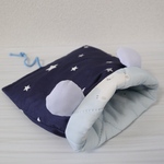 値下げ¥1300→¥1100 ねずみ耳付き⭐︎ひんやりハリネズミ用寝袋　夏用接触冷感Mサイズ（星柄×シロクマ柄）